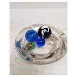 Crystal Like Ashtray With Marbles