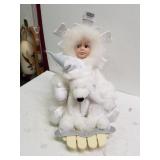 Christmas Angel Doll & Bear On Sleigh