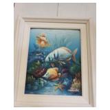 Oil On Canvas Fish Picture Signed By Artist C
