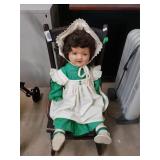 Antique Doll And Rocking Chair