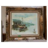 Nautical Oil On Canvas Painting Signed By Artist