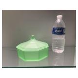 Vintage Green Satin Covered Candy Dish