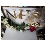 Floral Sconce,  Plastic Gold Letters