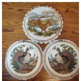 Vintage Hoop Art - 2 Male Grouse and Buck