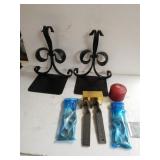 Iron Fleur De Lis Bookends, Candle & More