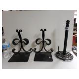 Metal Bookends And Paper Towel Holder