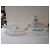Vintage Glasbake Loaf Dish And Divided Dish