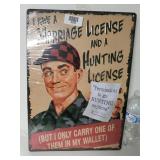 Hunting License Metal Sign