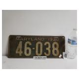 Vintage 1930 Maryland License Plate