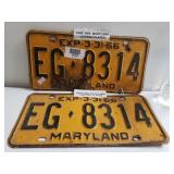 Pair Of 1966 Maryland License Plates