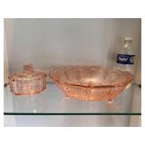 Vintage Pink Depression Glass Covered Trinket