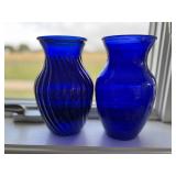 Two Vintage Cobalt Blue Vases