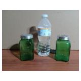 Vintage Depression Green Glass Salt & Pepper