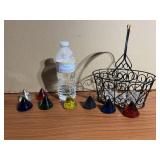 8 Paperweights and Basket With Crystal like