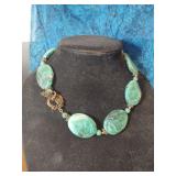 Copper Dragonfly and Faux Malachite 18" Necklace