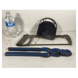 Saw, fish/snake tape, pliers