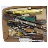 Assorted Screwdrivers And Measuring Sticks