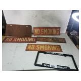 Metal No Smoking Signs, Antique Fire Dept License