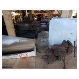 Vintage Enamel Pan, Vintage Columbian Vise, Jar