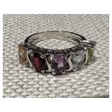 Multi Stone Sterling Ring Size 7