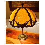 Antique Bradley & Hubbard Slag/ Stained Glass