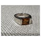 Silver Ring With Topaz Colored Stone .925