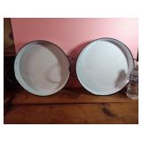 NEW 2 White Galvanized Round Trays