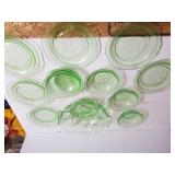 Assorted Green Depression Glassware