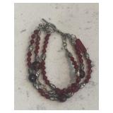 Vintage Silver w/Ruby Like Gemstones Bracelet
