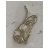 Vintage White Rose Victorian Gold Filigree Style