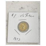 $1 1872 Liberty Head CA Fractional Token