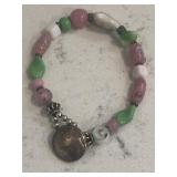 Art Murano Glass w/Silver MERCURY DIME Clasp