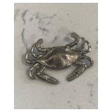Vintage Silver Blue Crab Brooch