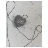 3 Dimensional Vintage Silver Heart Necklace