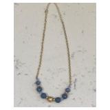 Vintage Blue Lapis Gemstone Gold Tone Necklace