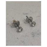 Vintage Silver Tone Stud Earrings w/Diamond Like