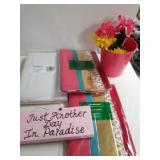 Assorted Tissue Paper, Sign, Pink Bucket