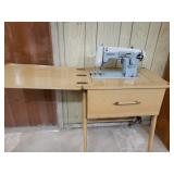 Vintage White Sewing Machine With Table