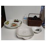 Fruit Bowl, Casserole Dish, Wine Basket And Bowl
