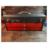 Metal Three Compartment Toolbox With Contents