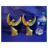 Two Brass Angel Candleholders