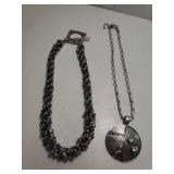 (2) Large Silvertone Necklaces