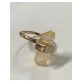 Vintage Unusual Quartz Gold Tone Ring