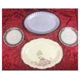 2 Serving Dishes, 2 Saucers: Fire King