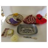 Candle. Pewter Tray, Hats And More