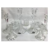 9 pc. Crystal Candlesticks & Holders: (2) 8"