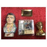 Elvis Collection: 2 Busts, 1 small golden plate