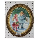 Oil On Canvas Christmas Painting Signed By Artist