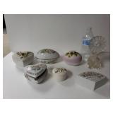 Assorted Porcelain Jewelry Containers And Vintage
