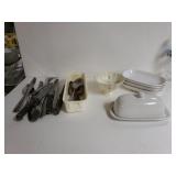 Assorted Flatware, Small Plates, Butter Dish And